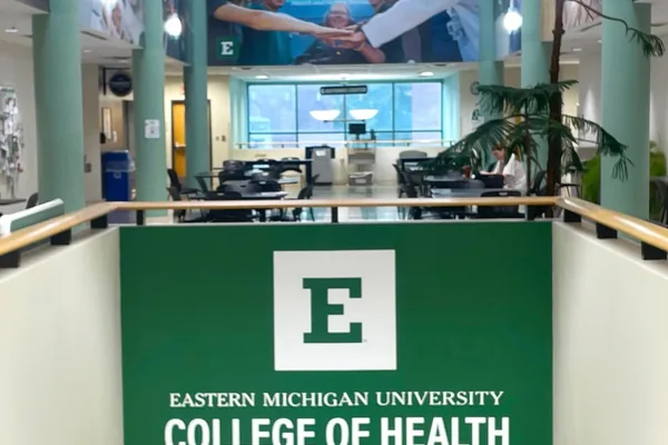 EMU College of Health and Human Services signage
