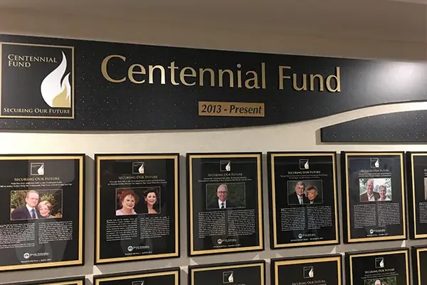 Centennial Fund donor recognition wall