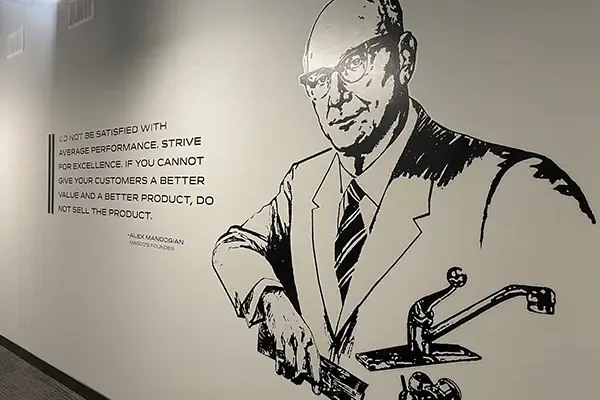 Hand-illustrated artist mural in an office