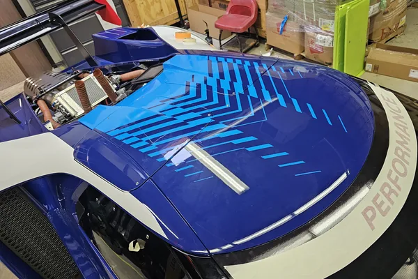 Precision livery detail on a Ford GT MK IV